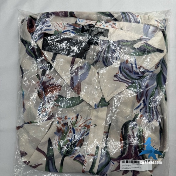 1105 NWT PrettyLittleThing Plus Dusty Pink Floral Oversized Shirt - Size 22 - Picture 4 of 11